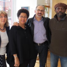 Barbara with Jenny Bourne, Peter Sporn, and Colin Prescod at the Fireboz in London